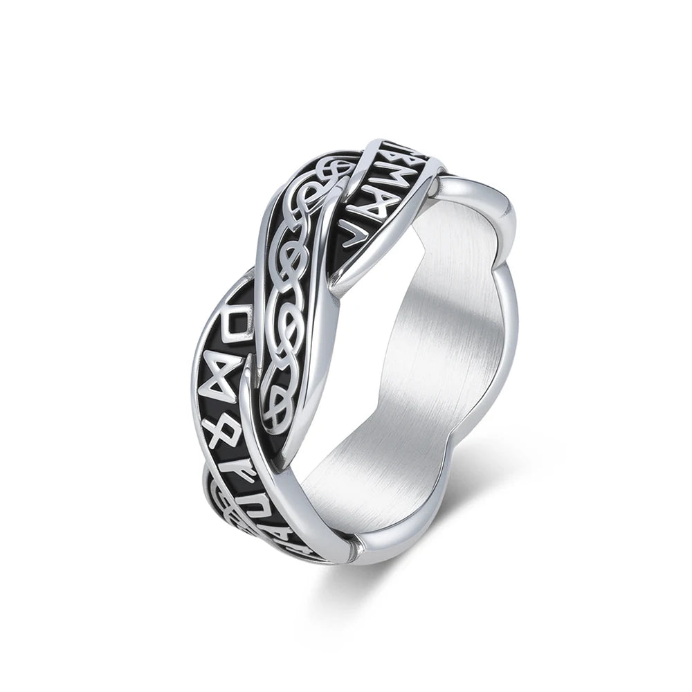 Odin Steel Ring Viking Letter Nordic Runes Punk