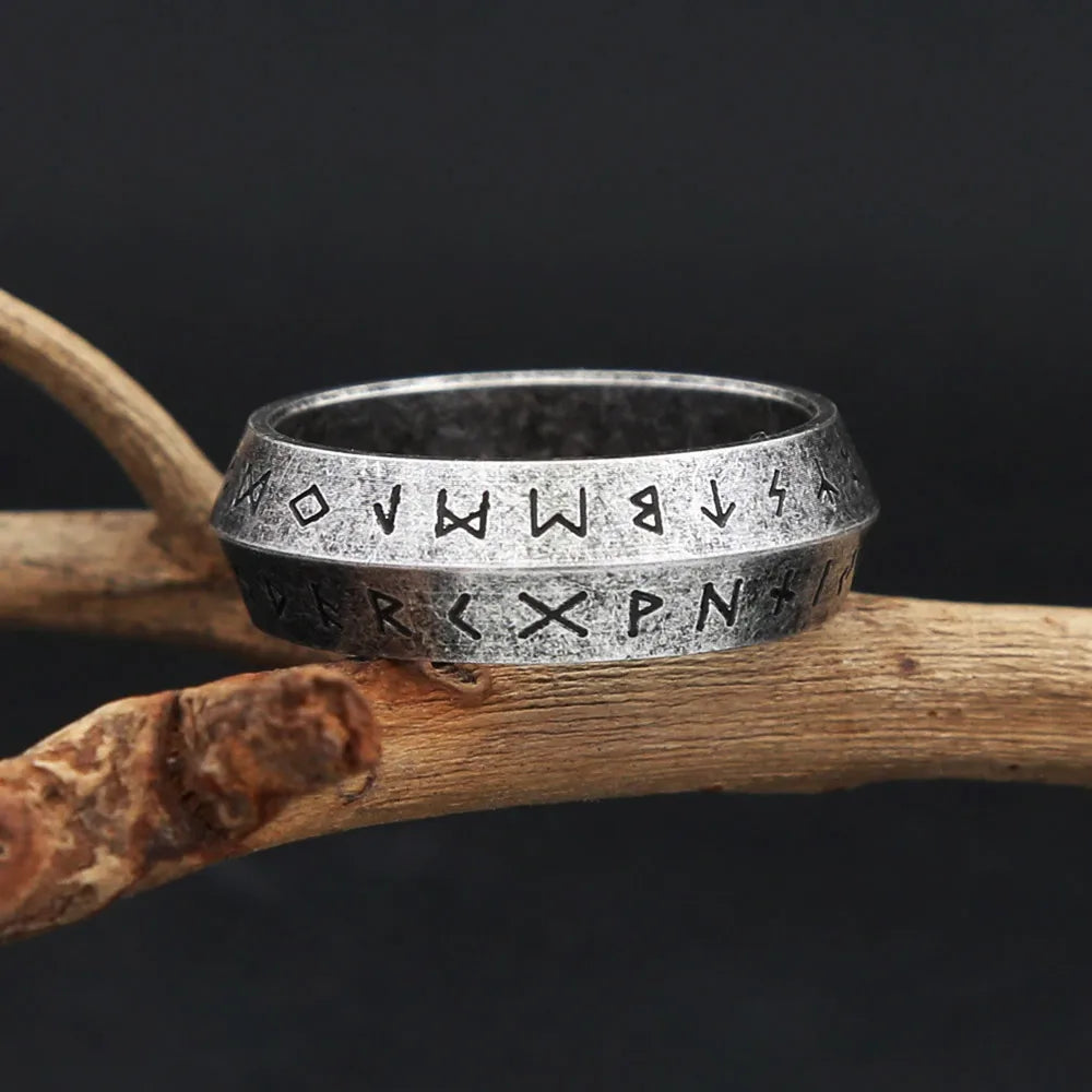 Vintage Viking Rune Ring Stainless Steel Nordic Amulet Unisex Biker Street Fashion Jewelry Daily Wear Party Gift Accessories