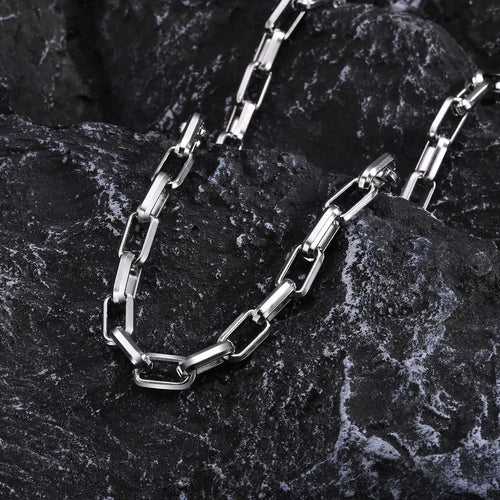 Bold Rectangle Chain Necklace — Stainless
