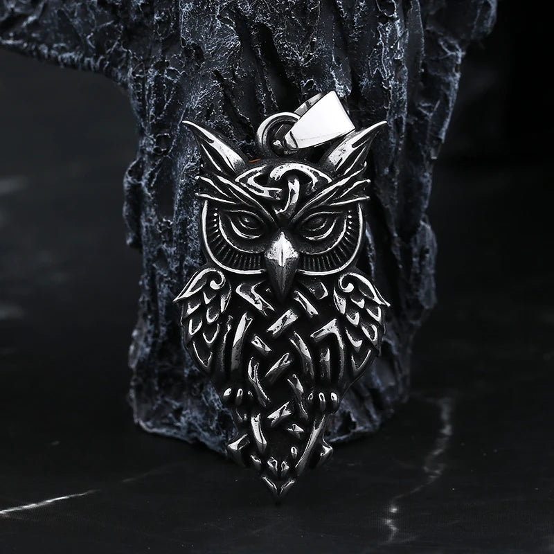 Good Polished Vintage 316L Stainless Steel Fashion Owl Pendant Necklace For Man Women Party Gift Animal Jewelry