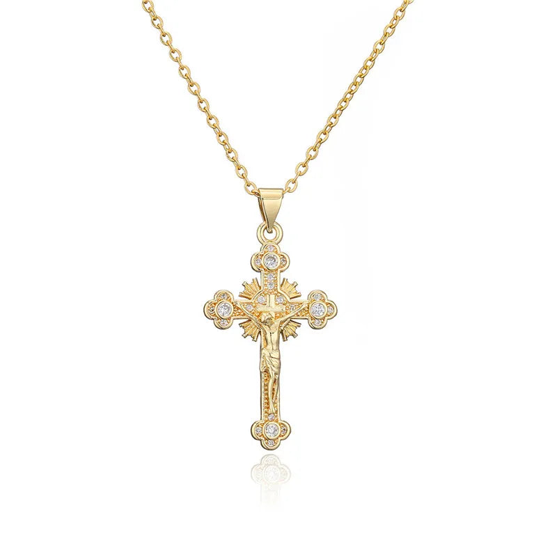 Cross Pendant Necklace — Gold-Tone