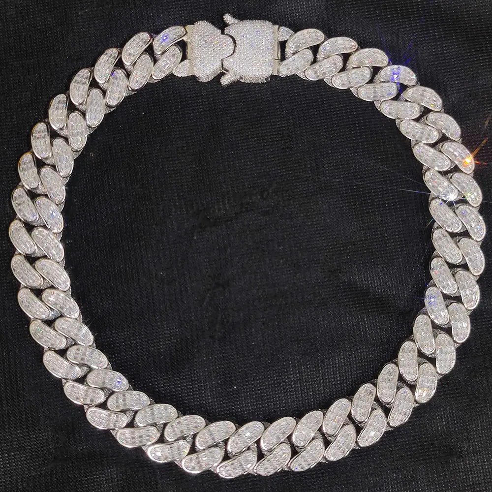 Iced Out Cuban Chain Necklace Stainless Steel 18MM