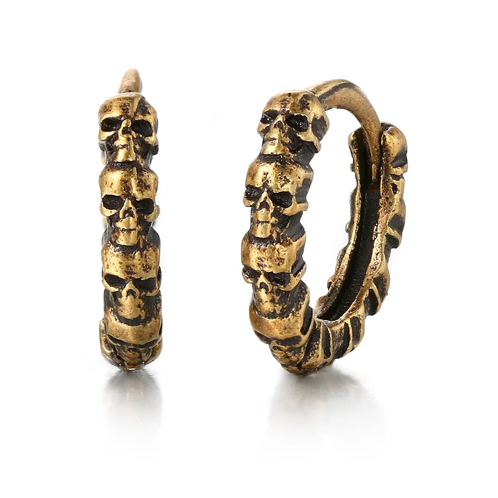 Silver Skull Hoop Earrings Statement