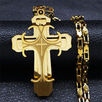 Big Cross Jesus Necklace for Man Stainless Steel Gold Color Christ God Chain Necklaces Christmas Gift Jewelry collar