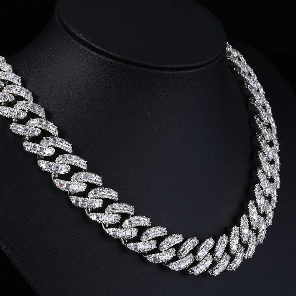 Iced Out Cuban Chain Stainless Steel 18MM 3-Row