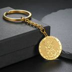 Archangel Michael Medal Keychain — Embossed Lucky Amulet