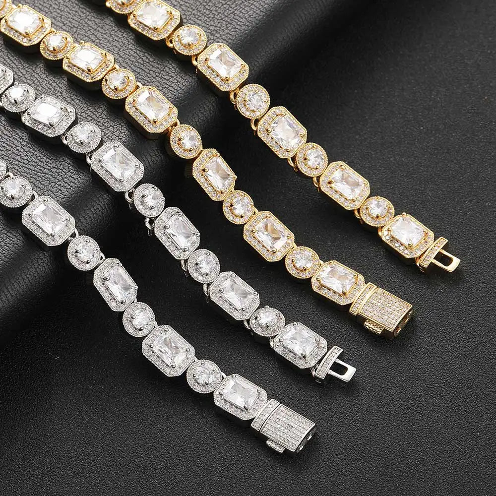 Tennis Bracelet Stainless Steel 10MM T-Square Iced