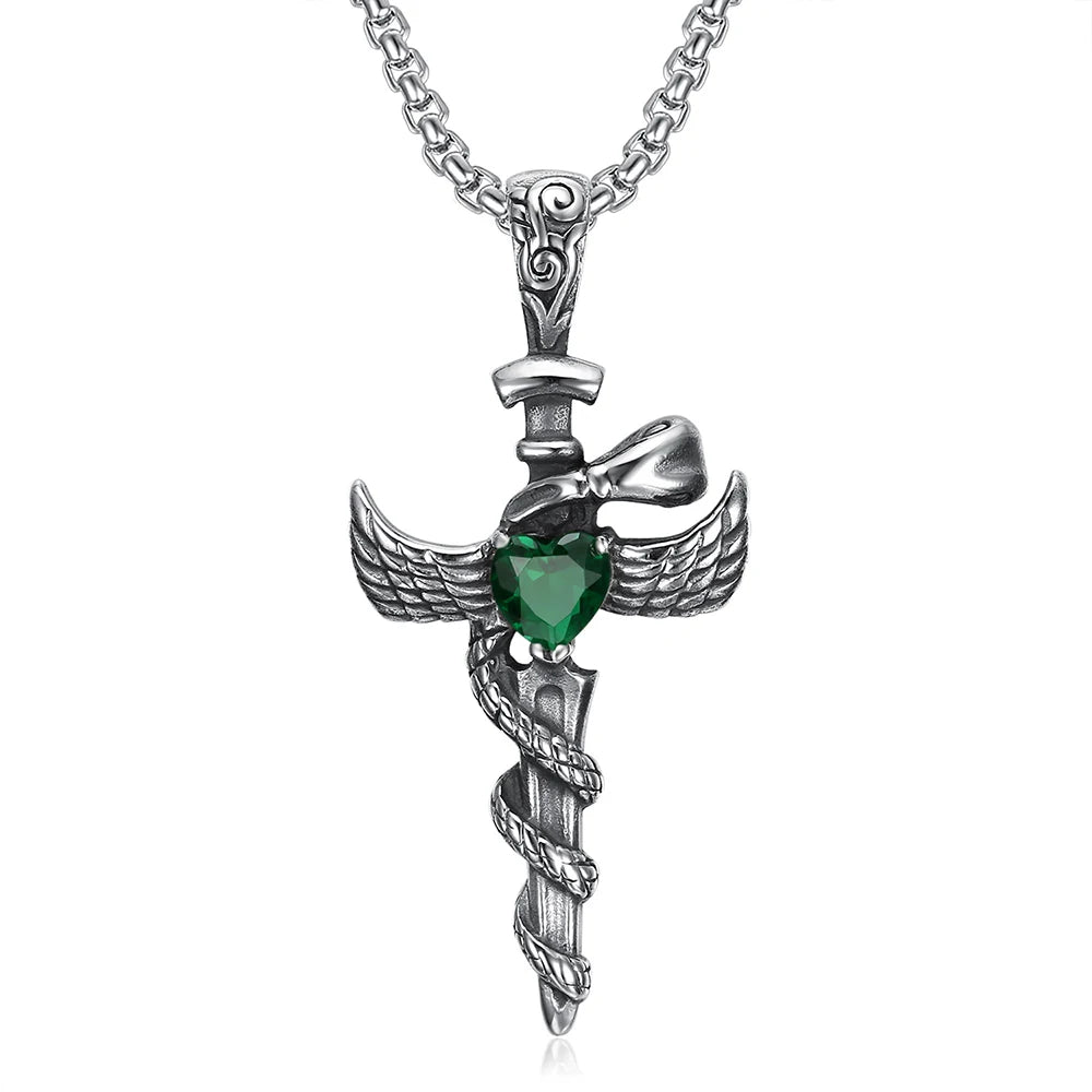 Sword Cross Stainless Steel Pendant Necklace