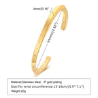 Minimal Thin Cuff Bangle Bracelet — Stainless Steel