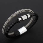 Simple Braided Wire Bracelet for Men — Black and White Color