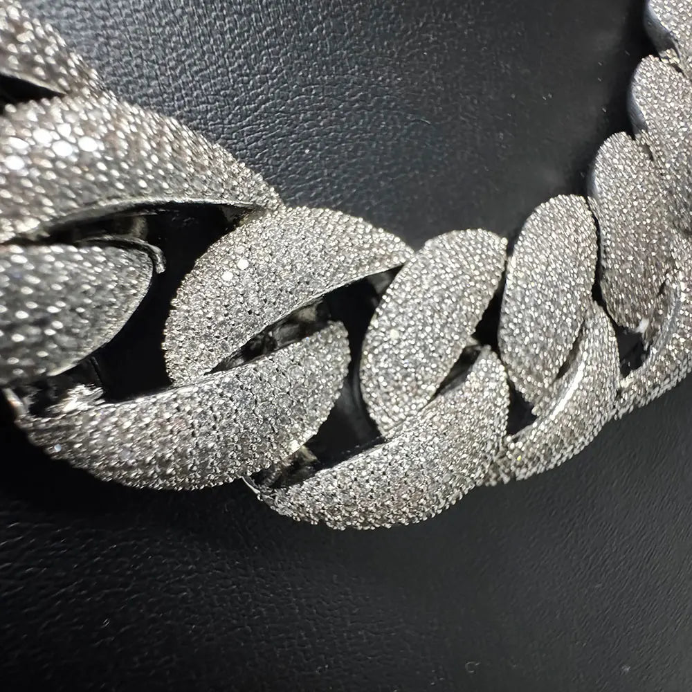 Nuoya Custom Flip Clasp Bubble Cuban Chain Iced Out Necklace Full Pave Cubic Zirconia Big Heavy Cuban Bracelet Men Gift