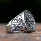 Viking Vegvisir Axe Amulet Ring — Stainless Steel