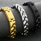 Matte Brushed Stainless Steel Bracelet for Man 11MM Wide Cuban Link Chain Bracelets Waterproof Gold/Silver Color