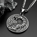 Retro Viking Nordic Valknut Celtic Knot Dragon Pendant Necklace for Women Men Stainless Steel Amulet Hip Hop Chain Jewelry Gift