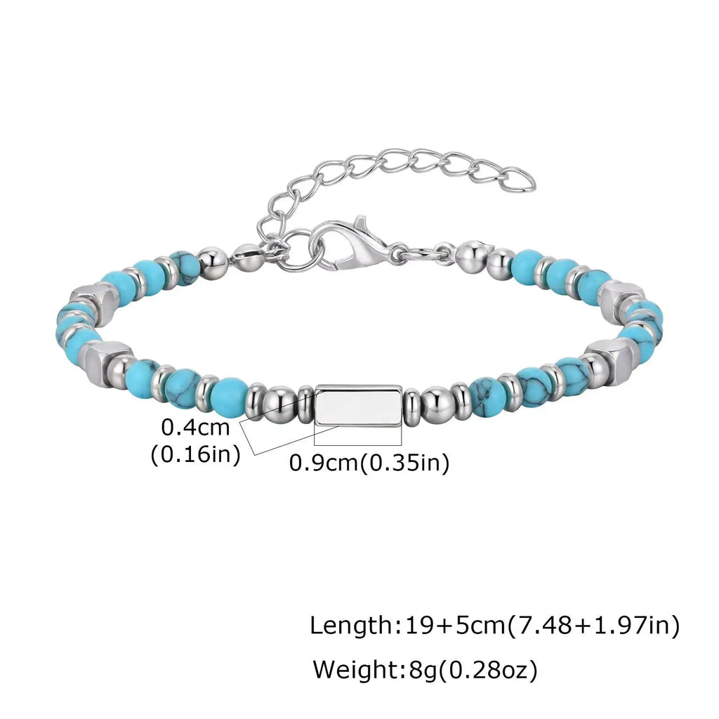 Vnox Men's Cross Natural Stone Beads Bracelets, 19-24cm Adjustable Length Lobster Clasp Trendy Chain Wristband Jewelry for Him