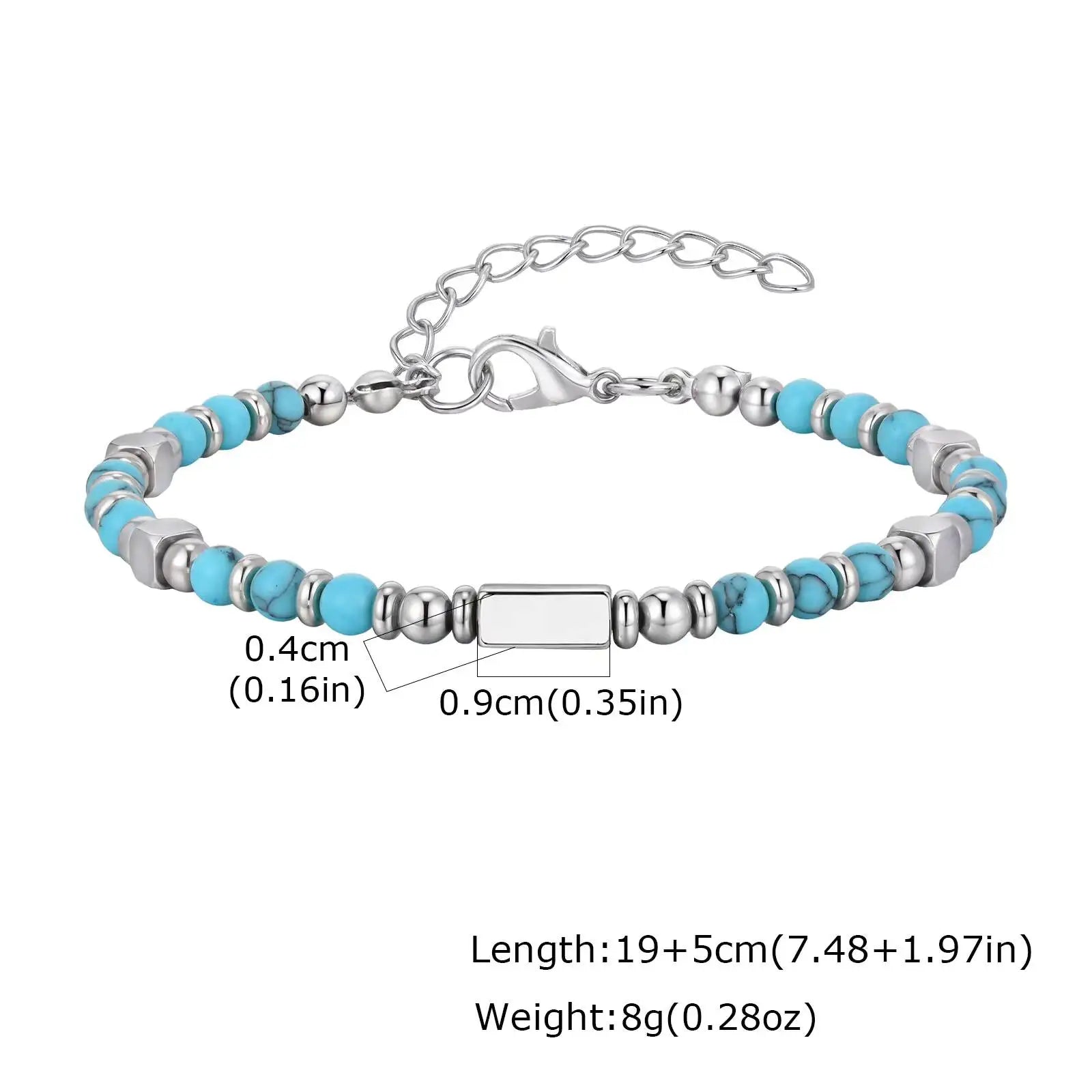 Vnox Men's Cross Natural Stone Beads Bracelets, 19-24cm Adjustable Length Lobster Clasp Trendy Chain Wristband Jewelry for Him