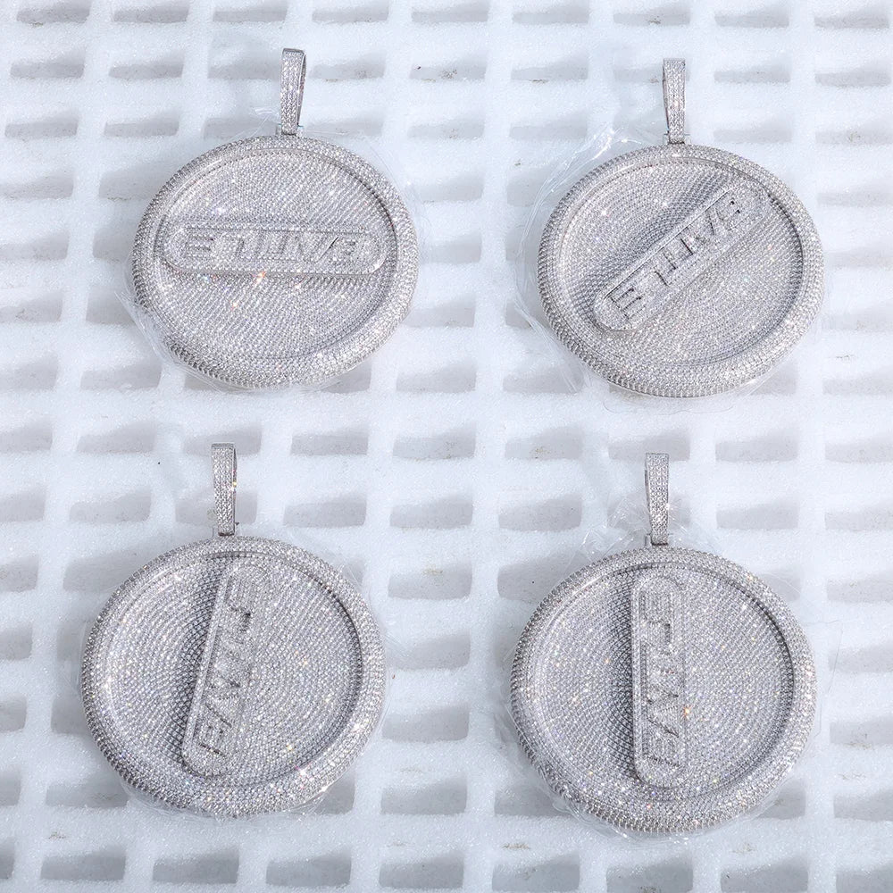 Iced Out Letter Pendant Necklace Round 8CM