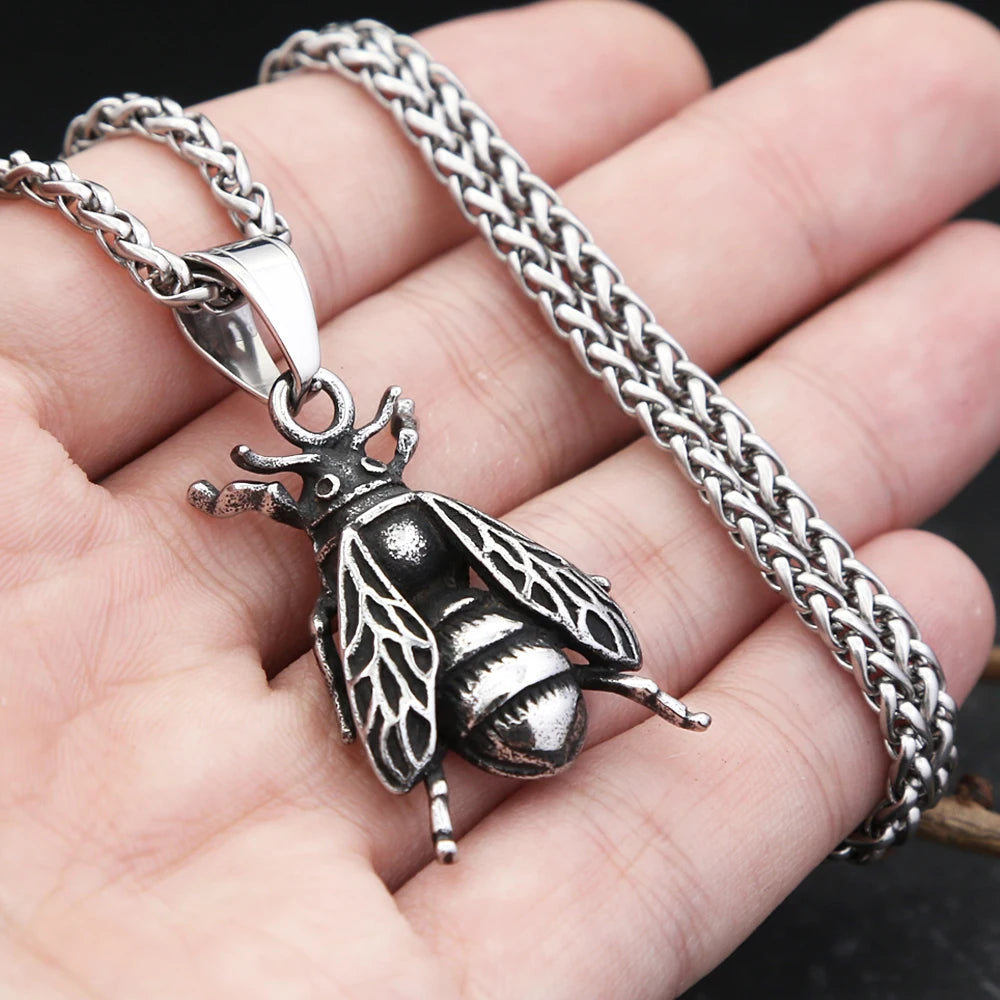 Gothic Bee Pendant — Stainless Steel