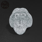 Exaggerated Death Kiss Ring for Men 925 Sterling Silver Hip Hop Style Creative Rapper Punk Rings Unique Halloween Jewelry