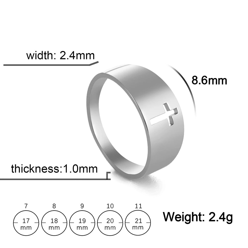 Gothic Wedding Cross Ring — Stainless Steel
