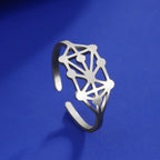 My Shape Sephirot Kabbalah Tree of Life Rings Women Stainless Steel Adjustable Size Geometric Finger Ring Amulet
