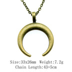 Witch Horn Crescent Moon Pendant — Stainless Steel