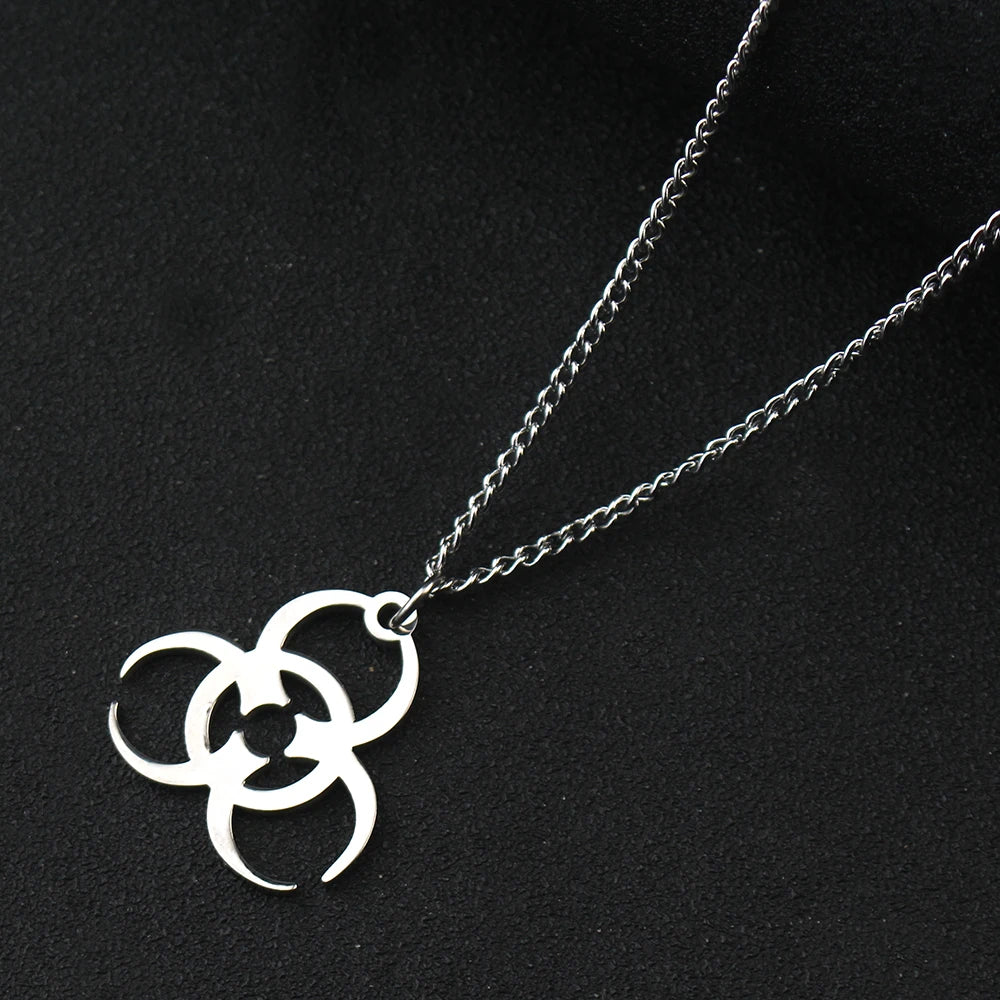 Necklace Trendy Men And Women INS Street Punk Hip-Hop JewelryNew Stainless Steel Biochemical Logo Pendant