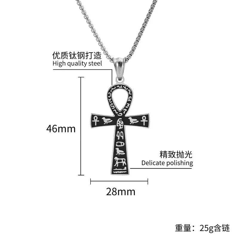 Cross Egyptian Steel Pendant 316L Anka Vintage