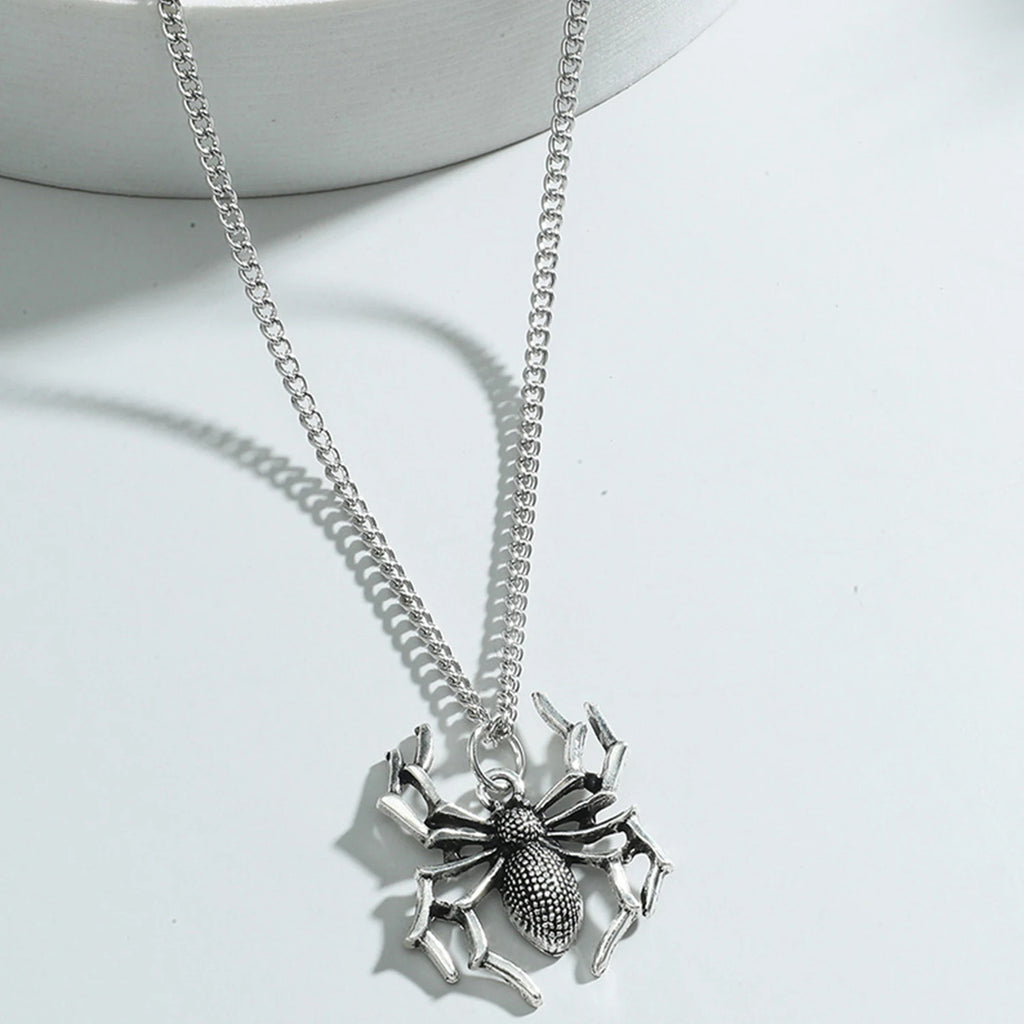 Cute Spider Animal Pendant Necklace for Girls Silver Color Chain Necklace Y2K Style Women Neck Accessories Trendy