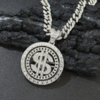 Men Hip Hop Big Rotatable US Dollar Money Sign Pendant Necklace 13mm Iced out Cuban Chain Choker Necklace Rap Rock