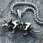 Retro Fashion Triceratops Skull Pendant Necklace Creative Personalized Trend Dinosaur Necklace Men Punk Hip Hop