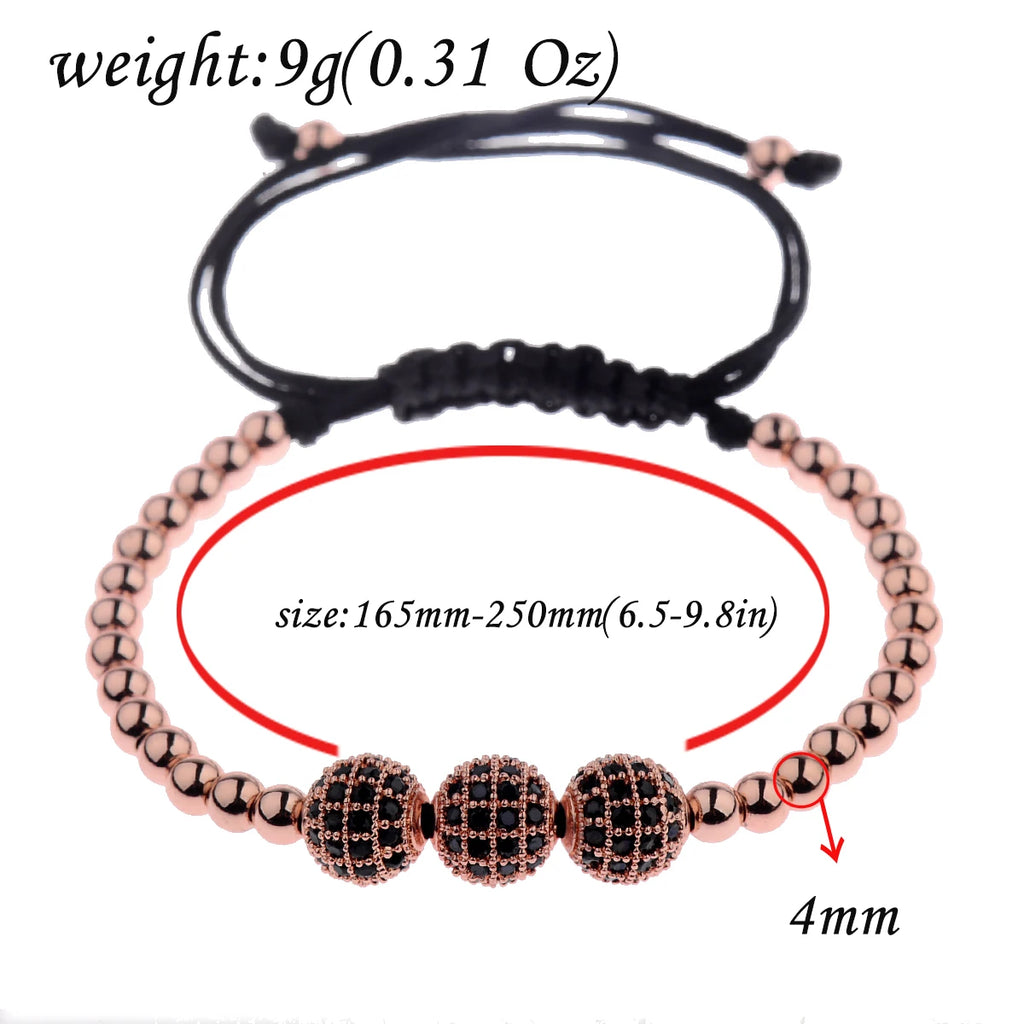 Luxury Micro Pave CZ 8mm Disco Charm Men Bracelet Classic Hematite Beaded Woven Bracelets Bileklik Women Jewelry