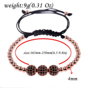 Luxury Micro Pave CZ 8mm Disco Charm Men Bracelet Classic Hematite Beaded Woven Bracelets Bileklik Women Jewelry