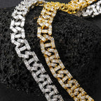 Iced Out Cuban Link Choker Necklace — Two-Tone Square CZ