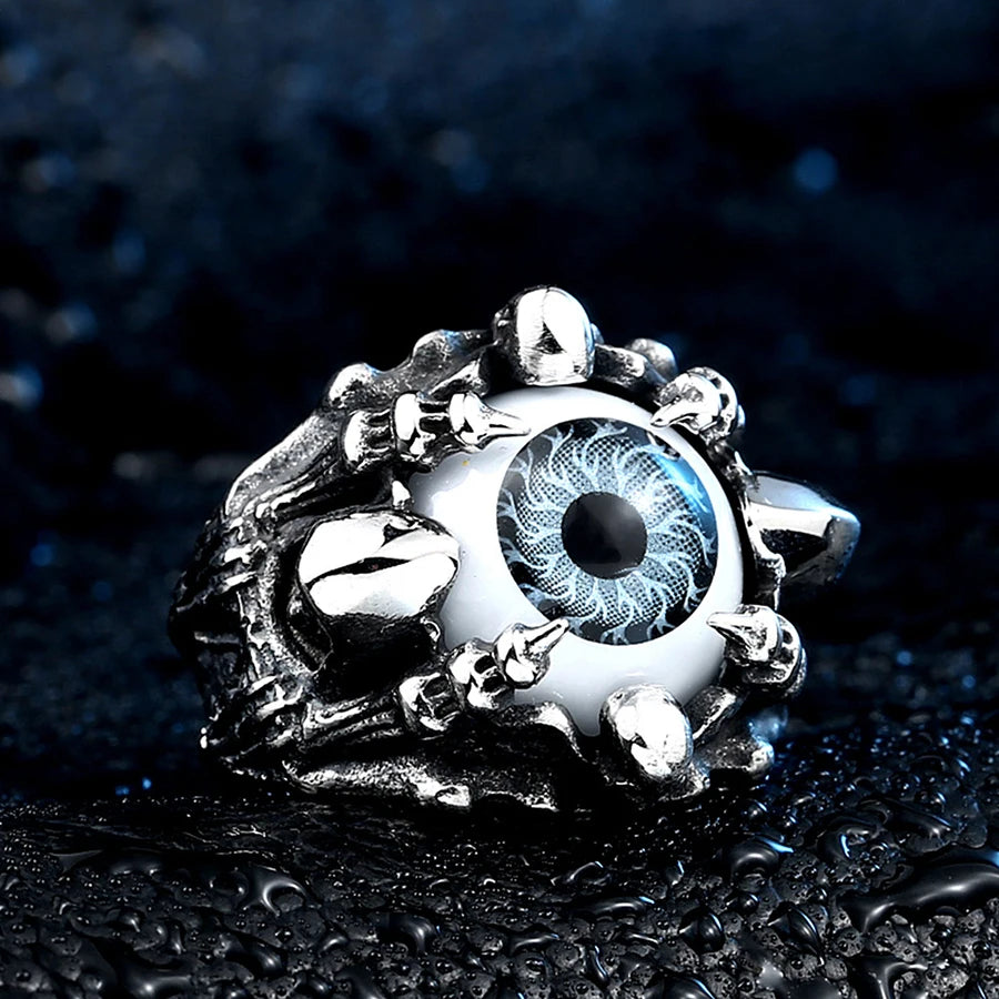 Retro Devil Teeth Eyes Shape Rings for Men Women Punk Devil Eye Ring Hip Hop Rock