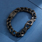 Fongten 22.5cm Bracelet For Men Stainless Steel Cross Cuban Chain Male Bangle Bracelets Brushed Shiny Multiple Color