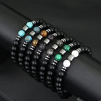 Premium Natural Volcanic Stone Beaded Bracelet Handmade Tiger Eyes Howlite Onyx Beads Braclet Meditation Healing Leisure Joias
