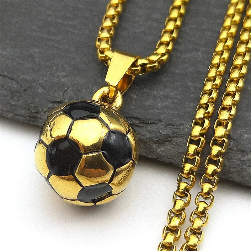 Football Soccer Steel Pendant 316L Necklace