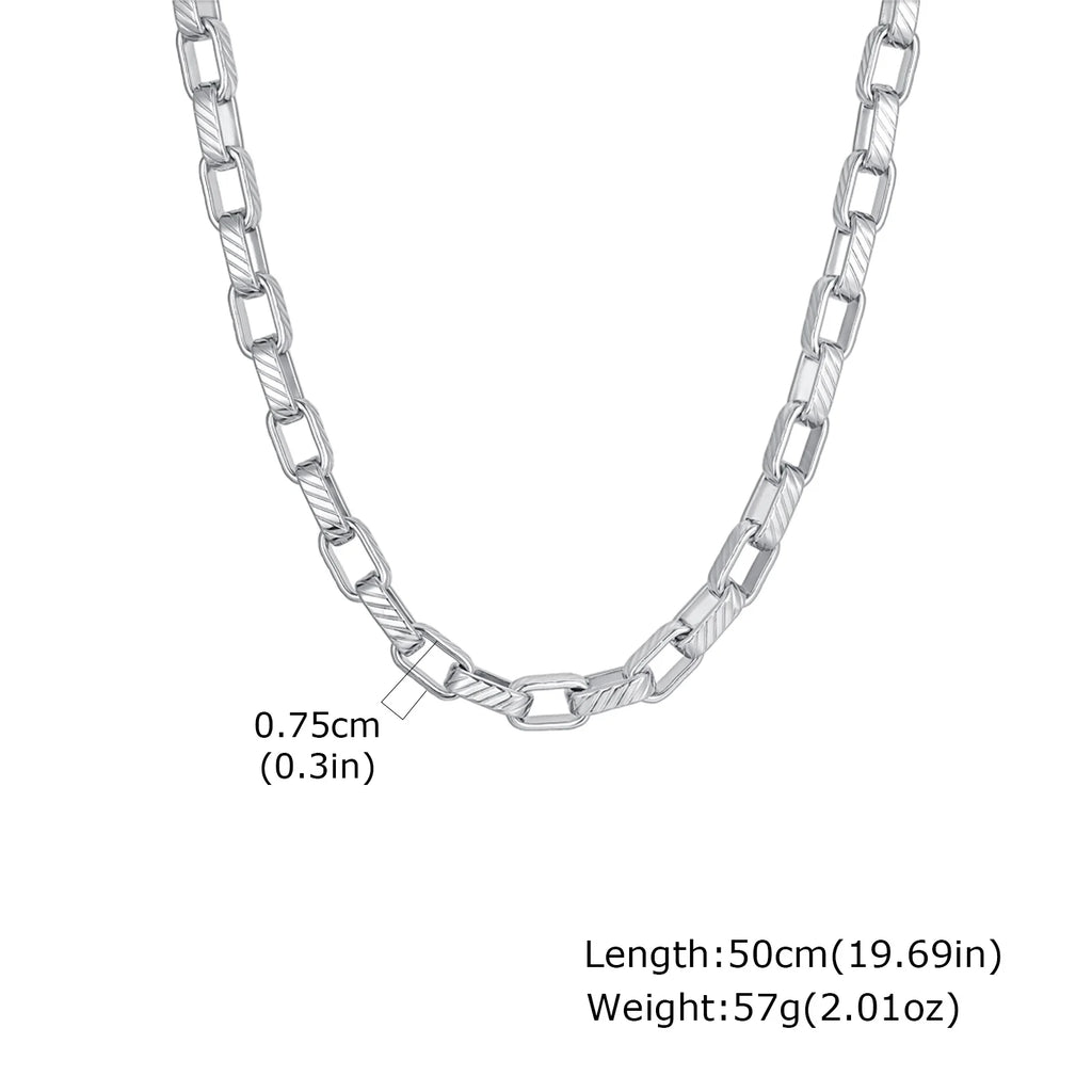Chunky Embossed Chain Necklace — Stainless