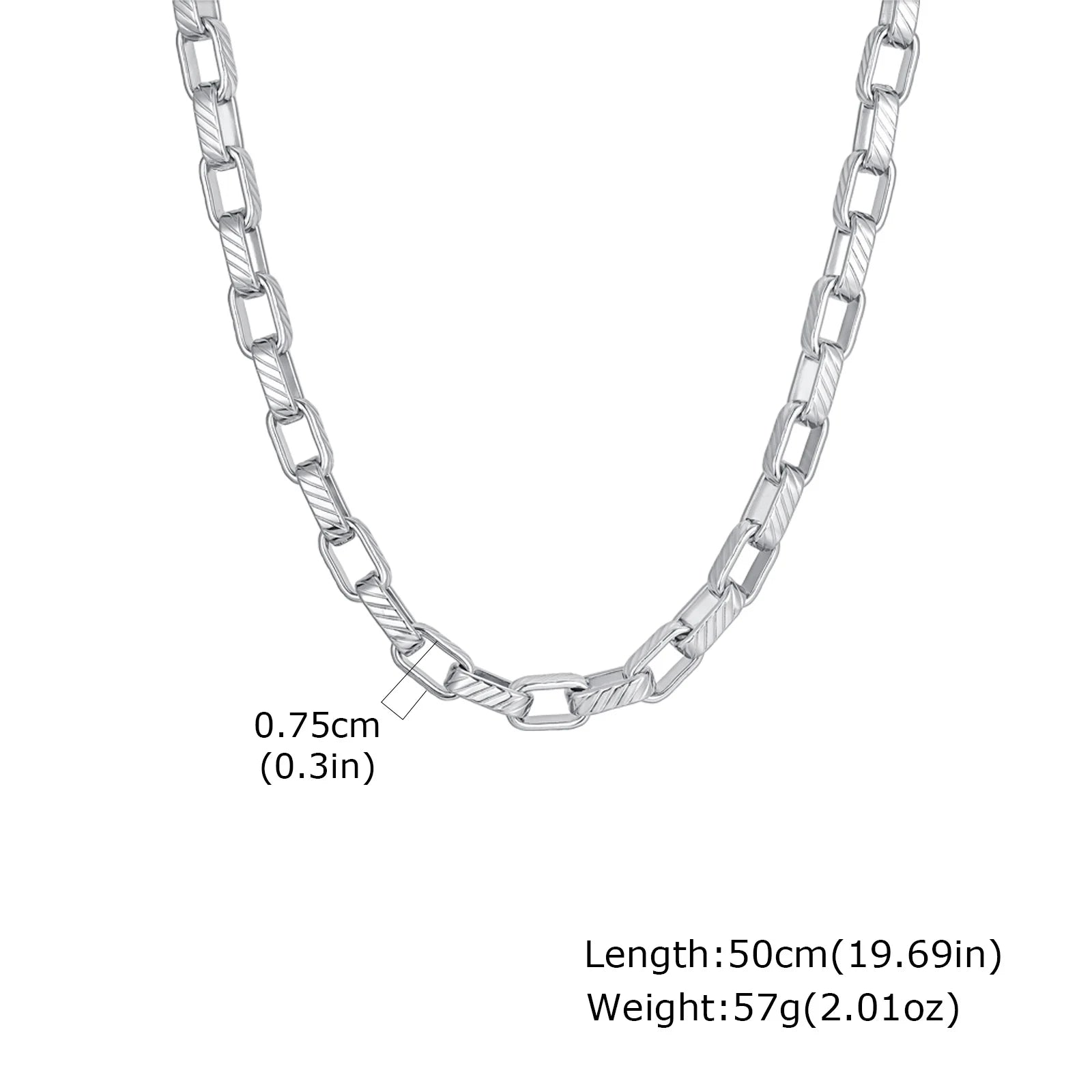 Chunky Embossed Chain Necklace — Stainless