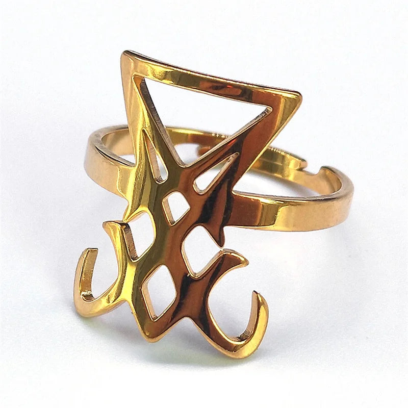 Gothic Sigil Ring — Stainless Steel Adjustable