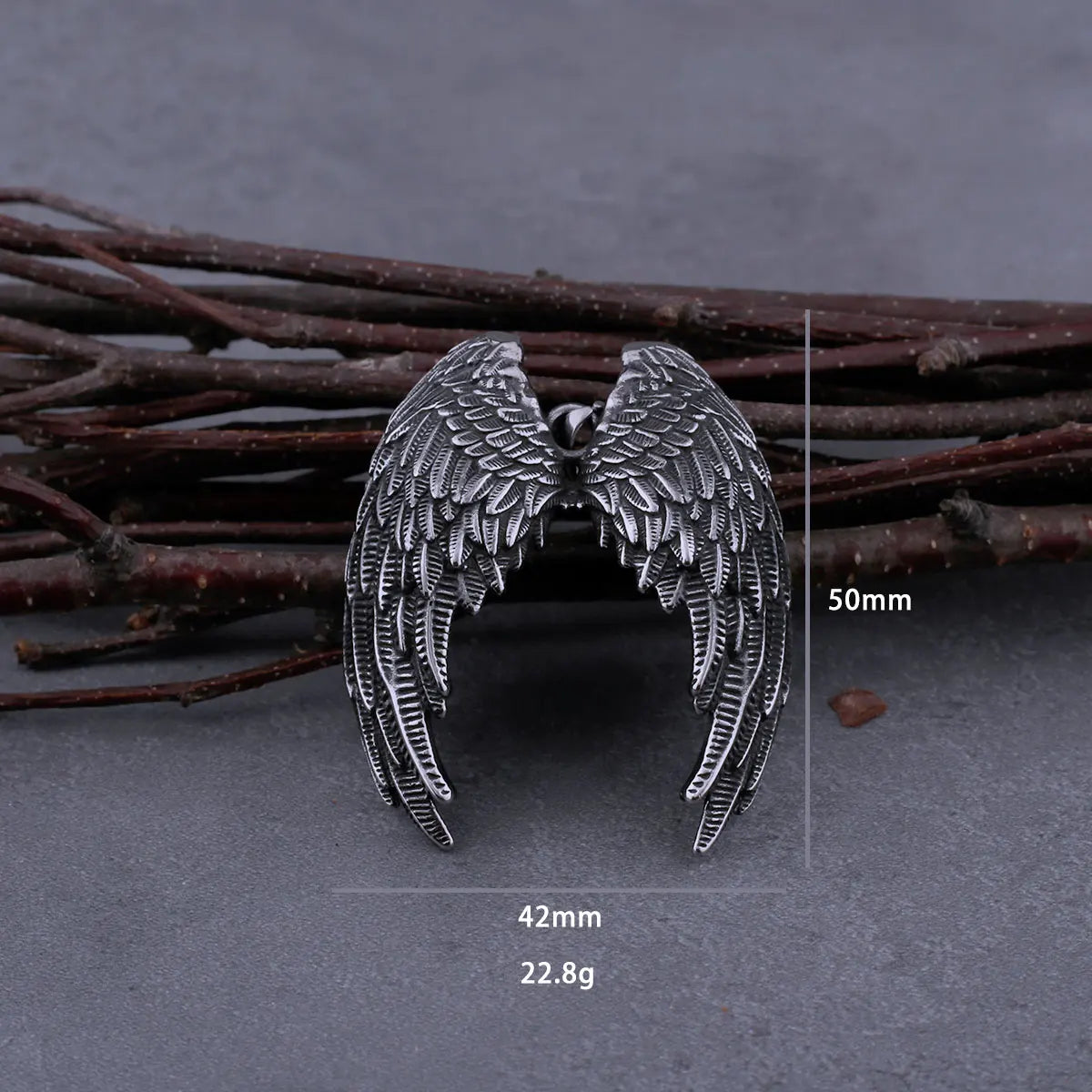 Stainless Steel Classic Angel Wings Necklace Men's Fashion Animal Boutique Handmade Hip Hop Pendant Jewelry Gift