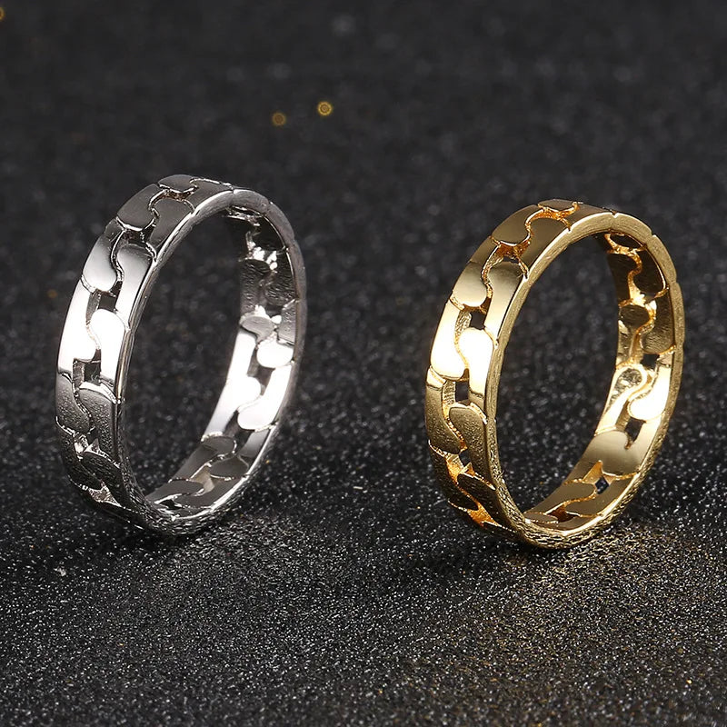 Unisex Smooth Cuban Link Ring, Matching Couple Hip Hop Jewelry, Perfect Gift for Rapper & Lover