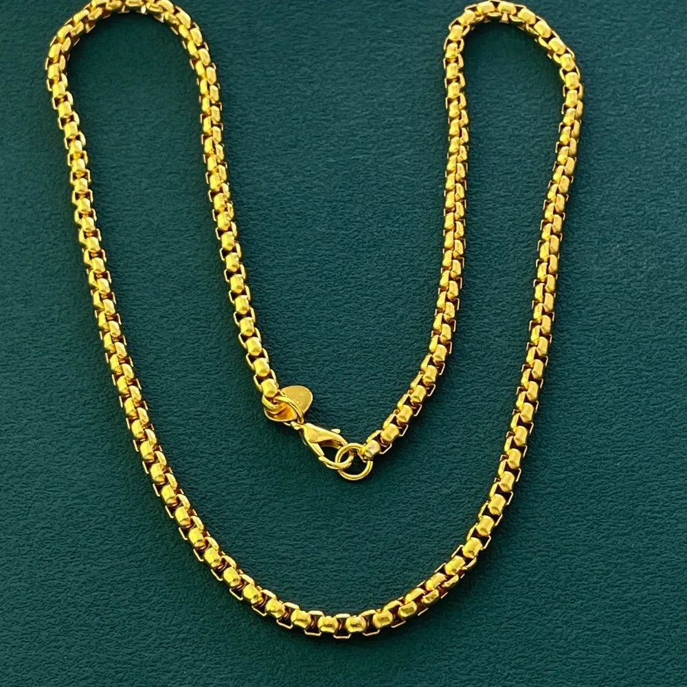 Round Box Chain Necklace 4mm — Gold-Tone, 18-24 Inches