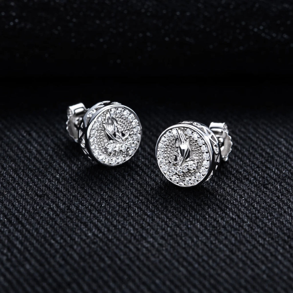 Iced Out Prayer Hand Earrings — 925 Silver