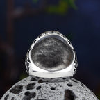 Vintage Gothic Style Black Stone Ring 316L Stainless Steel Craved Ring Men and Women Fashion Biker Jewelry Gift