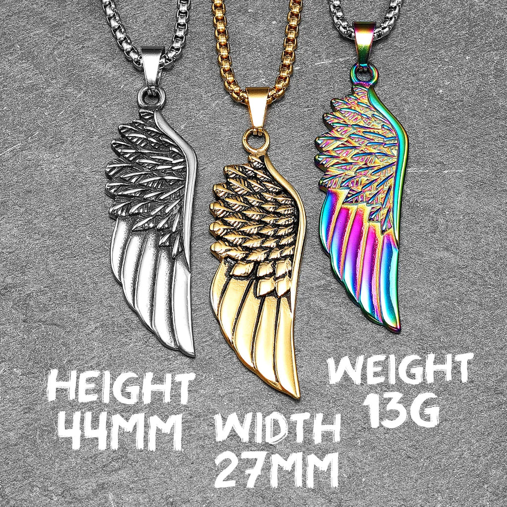 Angel Wing Pendant Necklace — Stainless Steel
