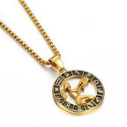 Zodiac Sign Leo Scorpio Pendant Necklace for Women/Men Gold Color Stainless Steel Round 12 Constellation Necklaces