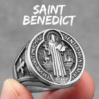 St.Michael St.Benedict Exorcism Powerful Talismans Stainless Steel Men Rings Punk New In For Male Women Fashion Jewelry