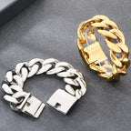 Cool 25/30mm Hip Hop Cuban Link Chain Bracelet Man Vacuum Plated 316l Stainless Steel Men's Bracelets Heavy Duty Street